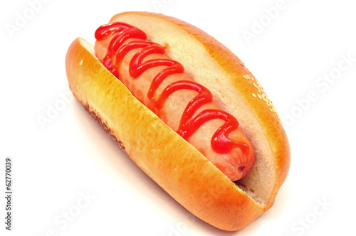 classic hot dog with tomato ketchup