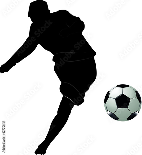 Fussballer beim Schuss inklusive Ball
