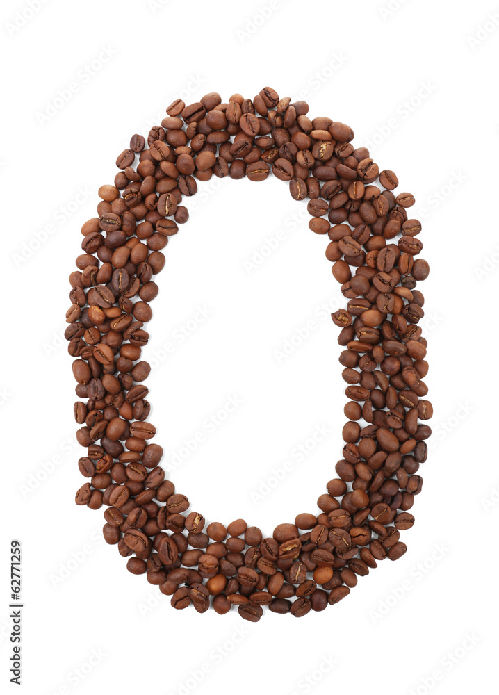 Obraz premium Alphabet from coffee beans isolated on white