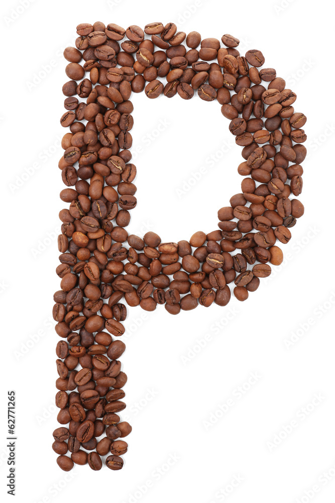 Alphabet from coffee beans isolated on white Alphabet from coffee beans isolated on white