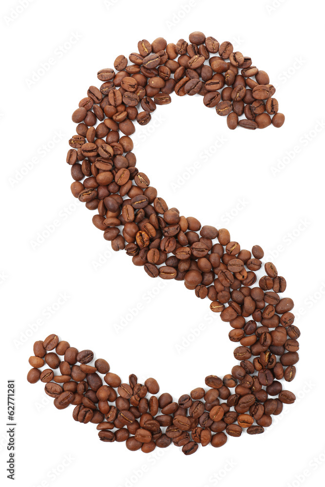 Alphabet from coffee beans isolated on white Alphabet from coffee beans isolated on white