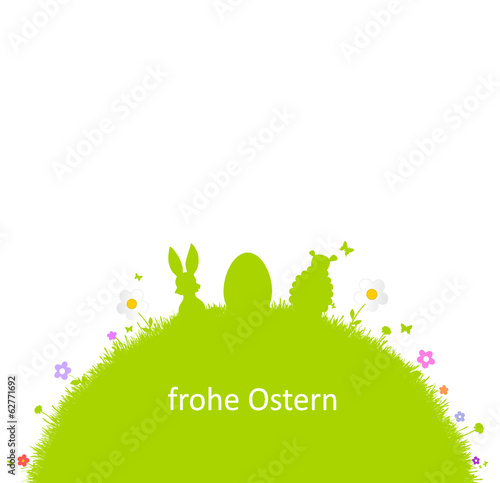 Bunte Blumenwiese mit Ostermotiven