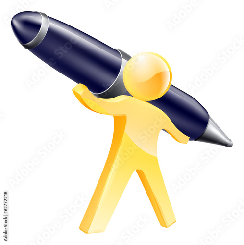 Person with giant pen