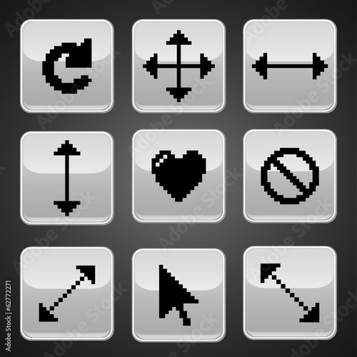 Pixel cursors icons. Design for your business.