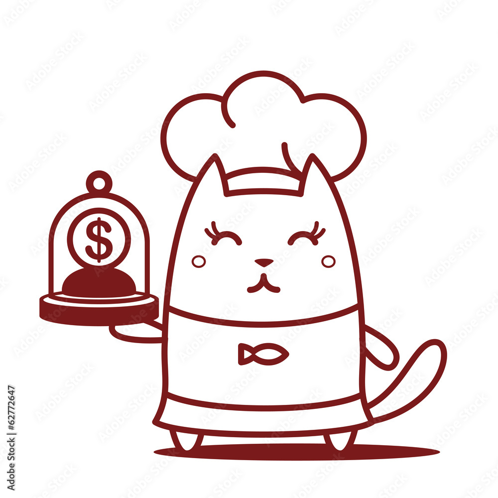 Character chef in a chef's hat line art Character chef in a chef's hat line art