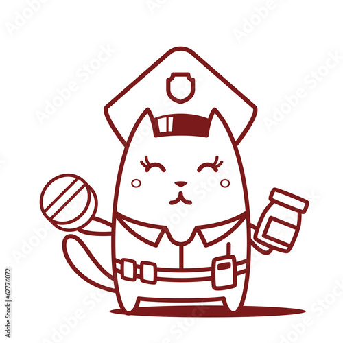 Character police in officer's cap and in the form of police with