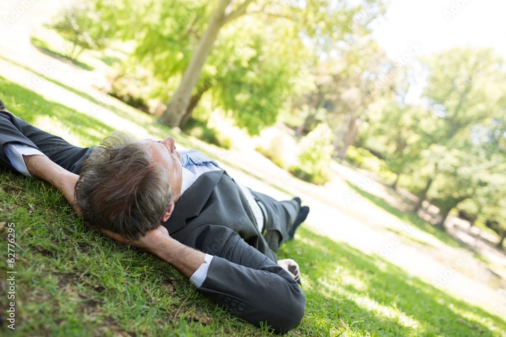 Businessman relaxing in park Businessman relaxing in park