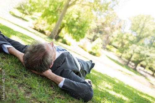 Businessman relaxing in park