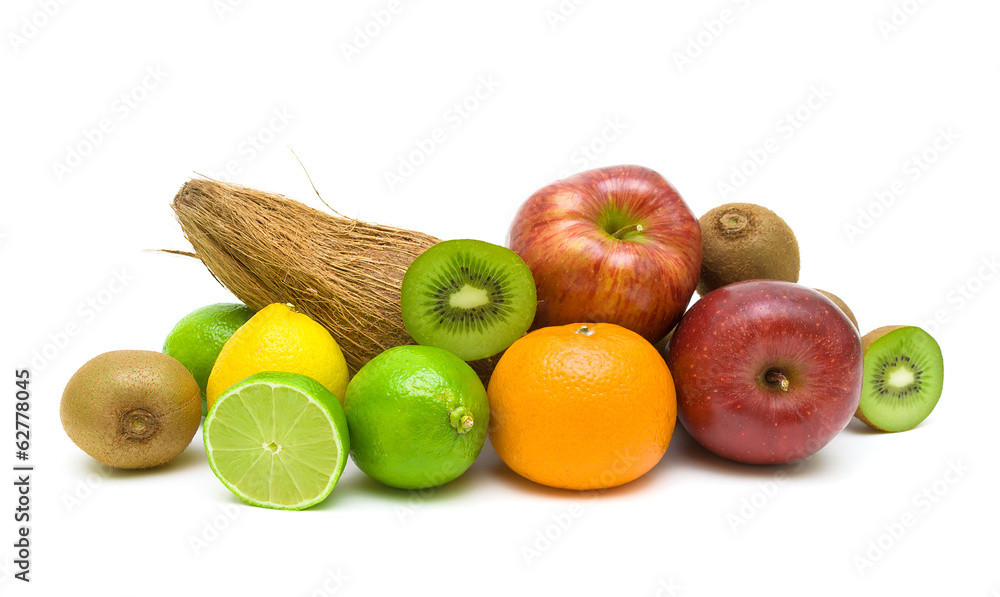 fresh fruits isolated on white background fresh fruits isolated on white background