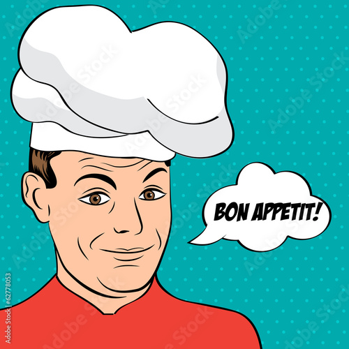 pop art man in cooker uniform
