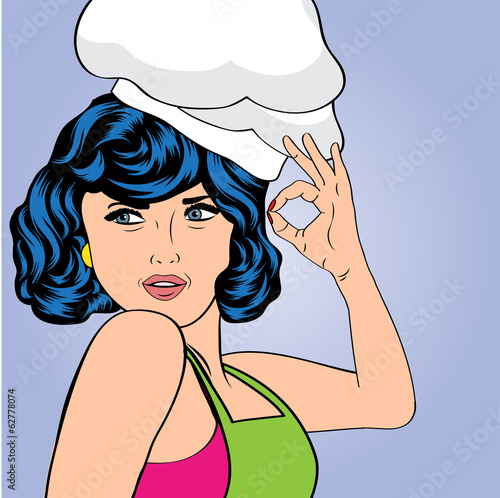 pop art woman cook