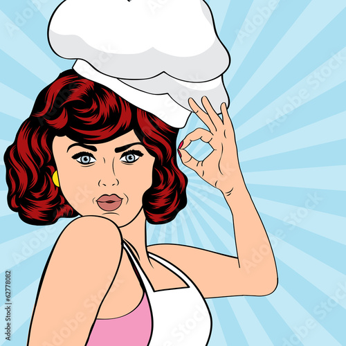 pop art woman cook