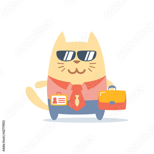 Character businessman in a business suit with a tie and sunglass