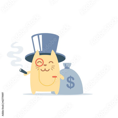 Character rich gentleman in a hat-cylinder and a monocle colorfu