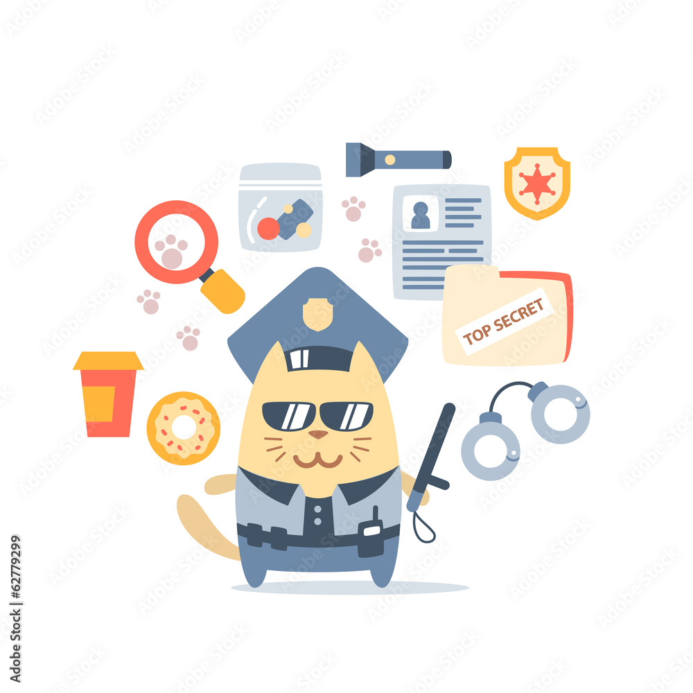 Character police in officer's cap and in the form of police with Character police in officer's cap and in the form of police with
