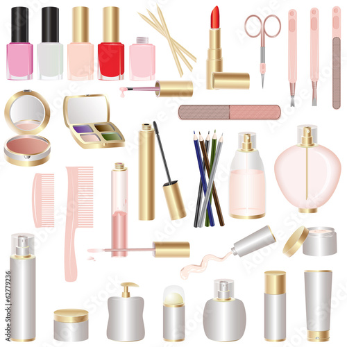 Set of make-up and manicure tools. Isolated