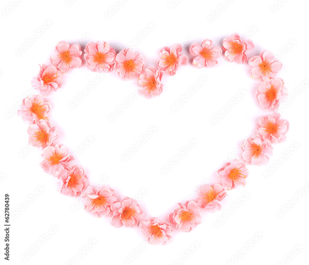 Obraz premium Pink flowers in form of heart.