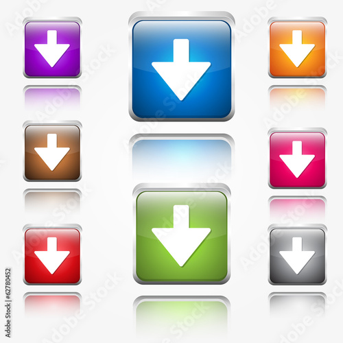 Free Download Down Arrow Round Corner Vector Web Icon Button Set - GFXLoad