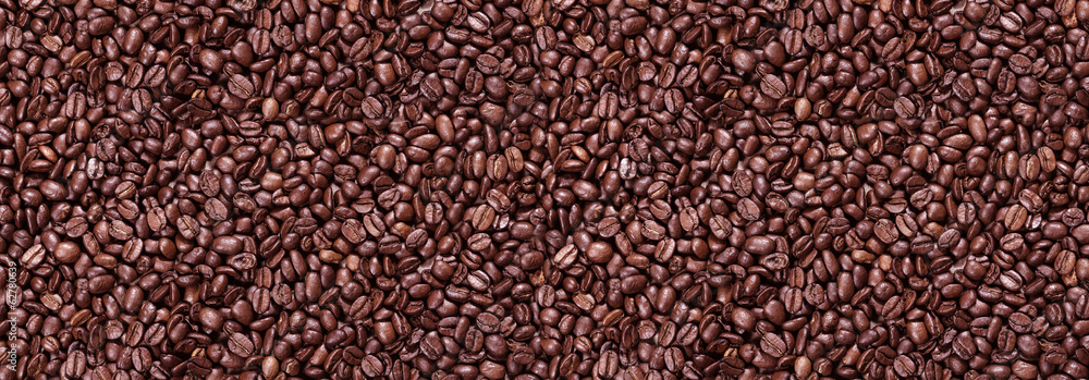 Panorama of roasted coffee beans