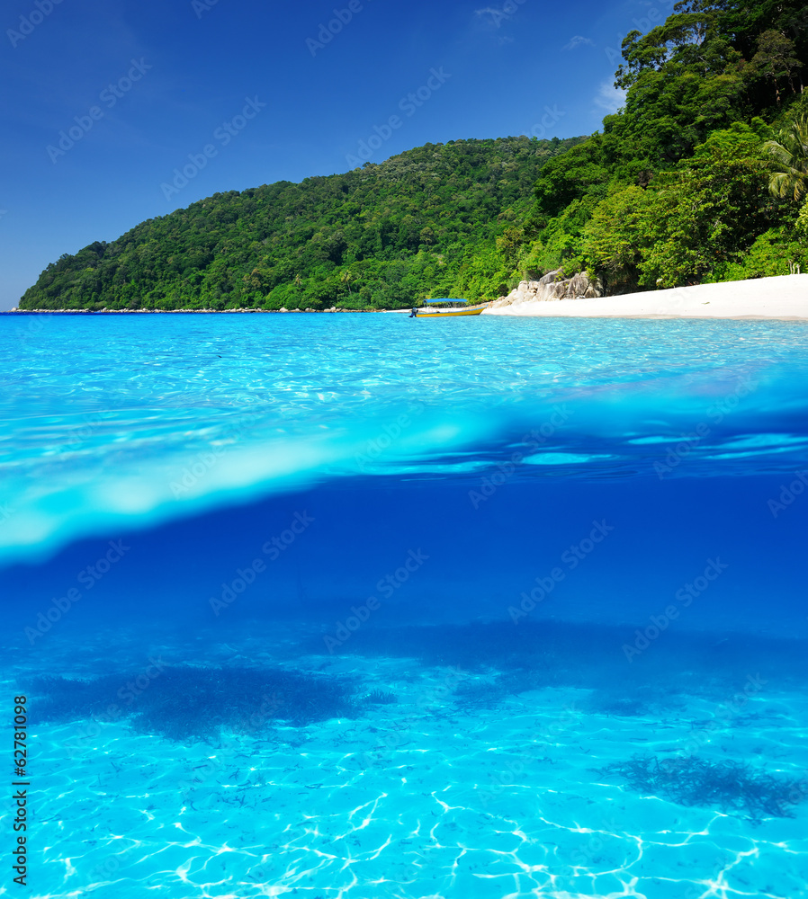 Beach with white sand bottom underwater view
