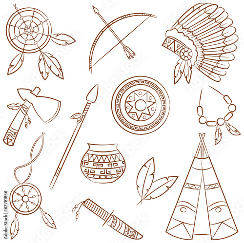 Native American Icons Set