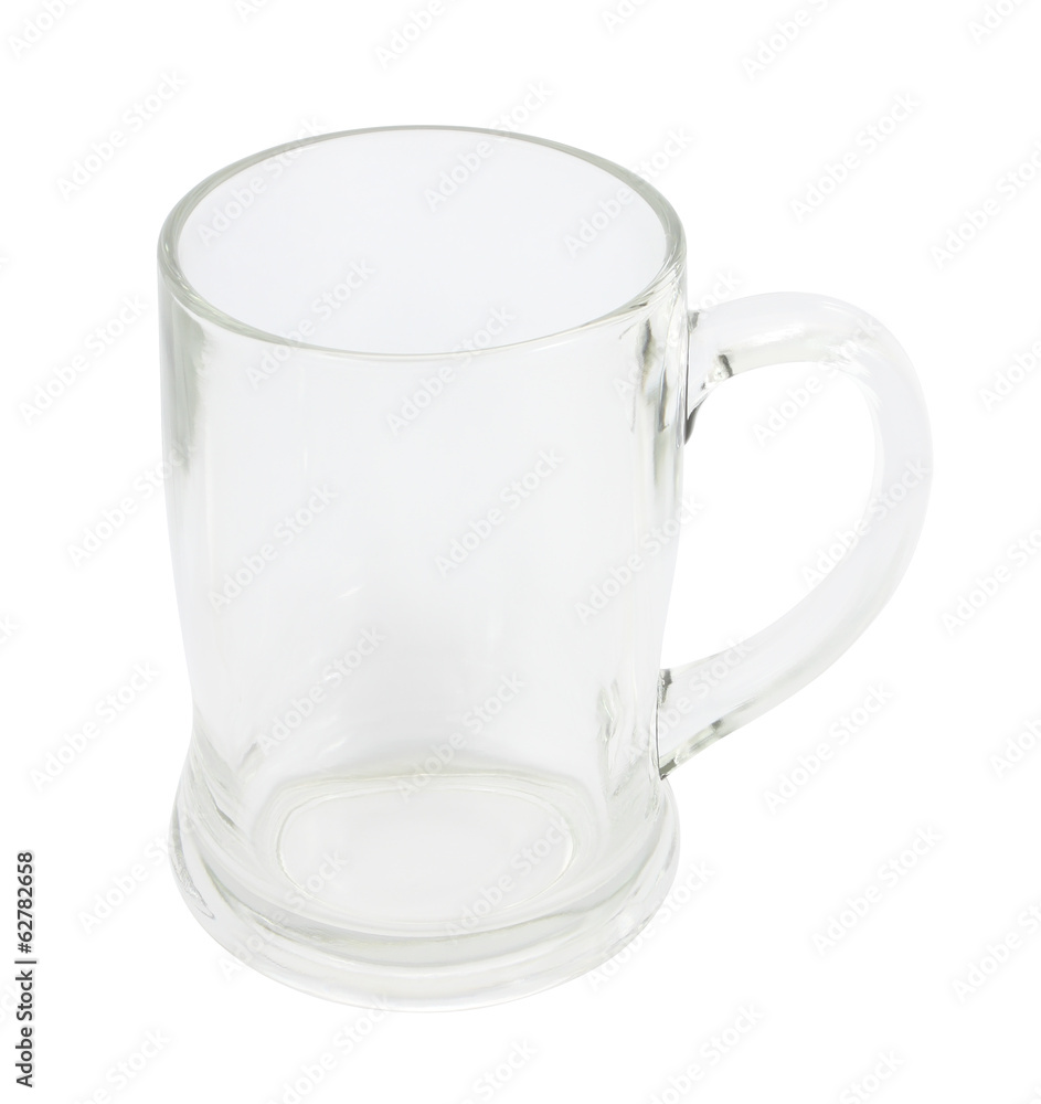Top side of empty glass with handle on white background. Top side of empty glass with handle on white background.