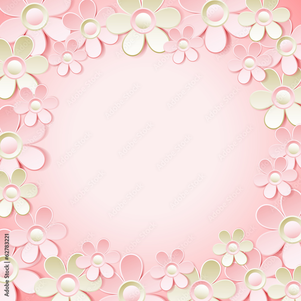 pink  background with many flowers,  vector