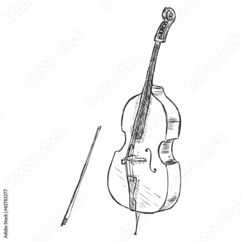 Vector Sketch ?ontrabass with Fiddle-bow