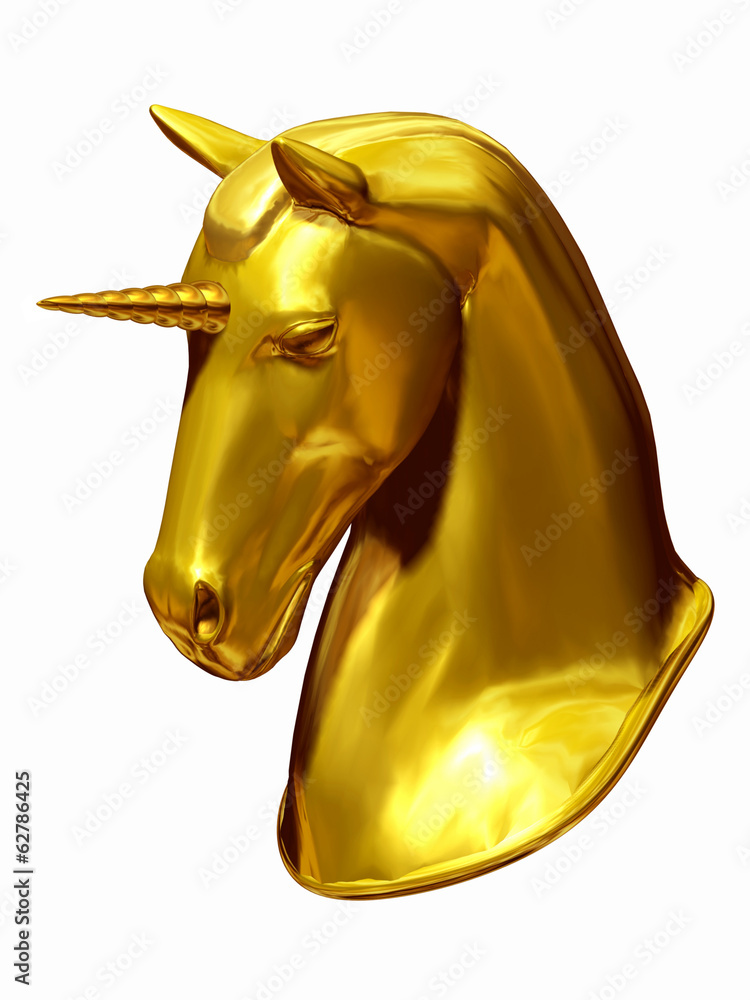 head of a unicorn in gold - obrazy, fototapety, plakaty 