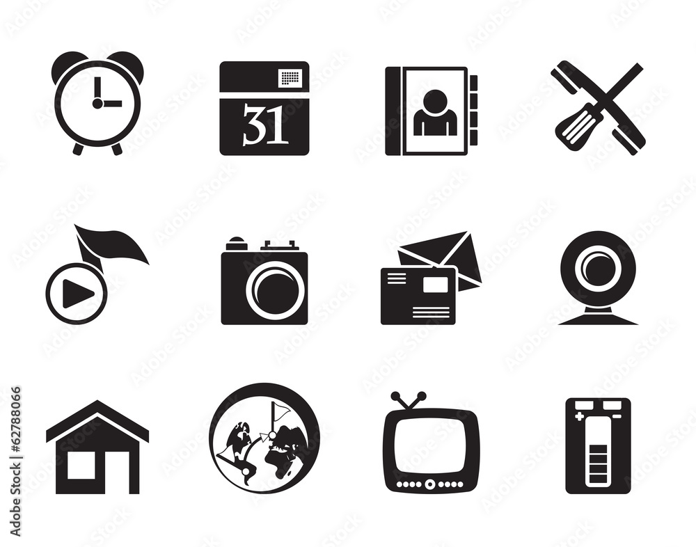 Silhouette mobile phone and computer icons Silhouette mobile phone and computer icons