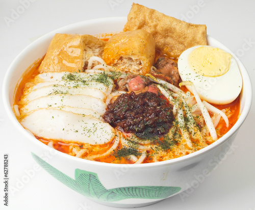 Curry Laksa which is a popular traditional spicy noodle soup fro