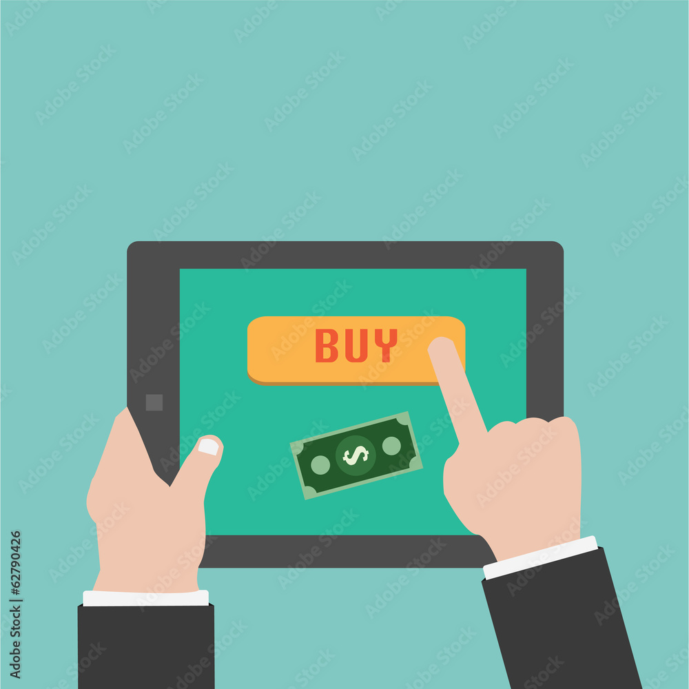 Vector Buying online with tablet Vector Buying online with tablet