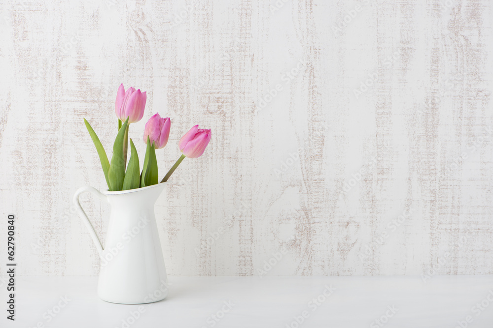 チューリップ ピンク色 白背景 Stock Photo Adobe Stock