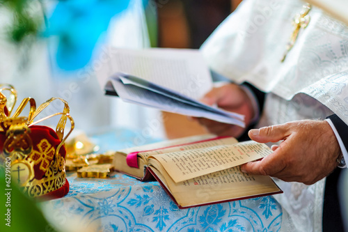 Orthodox priest during wedding ceremony.