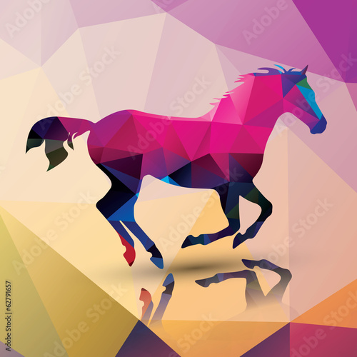 Geometric polygonal horse, pattern design, vector