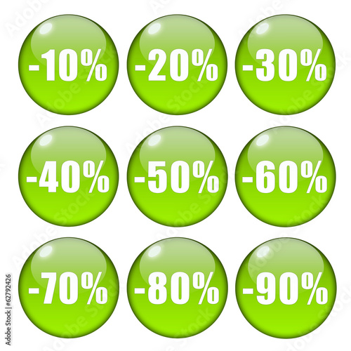 Glossy green percentage buttons