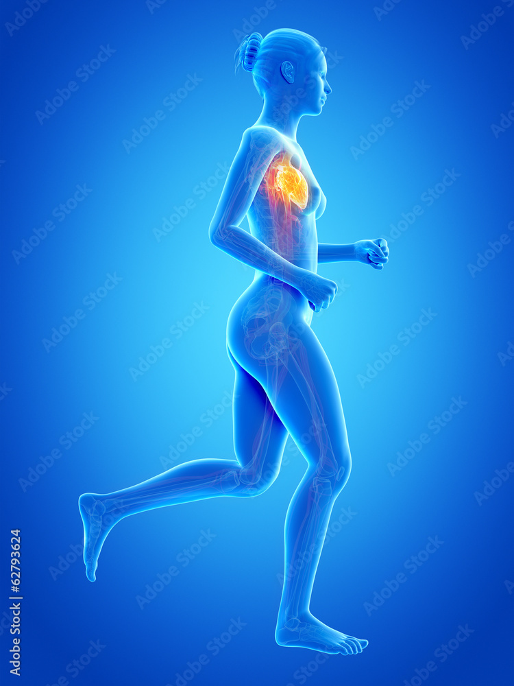 jogging woman with visible blood vessels