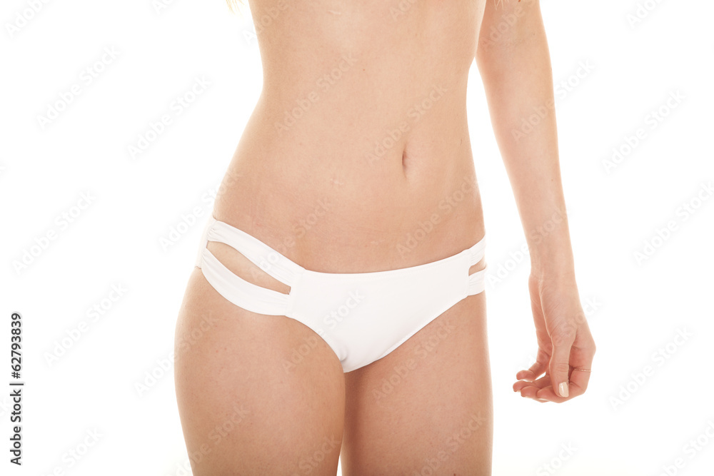 woman body white bikini bottoms