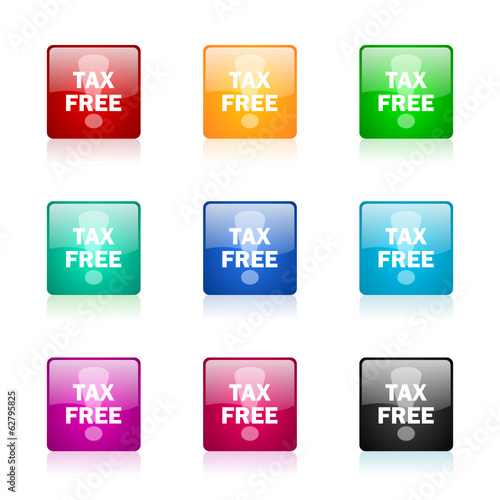 tax free vector icons colorful set