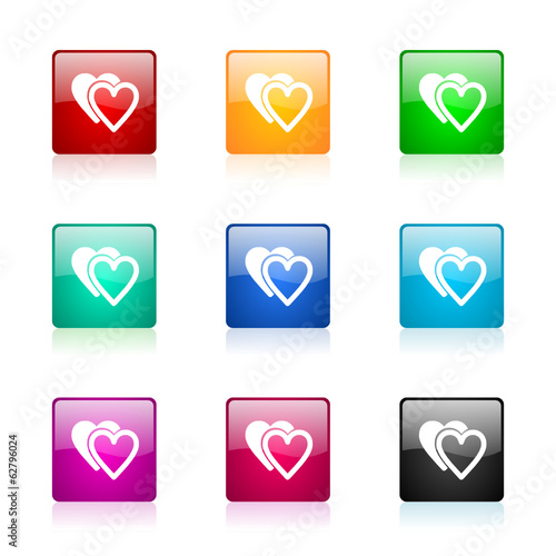 love icon vector colorful set