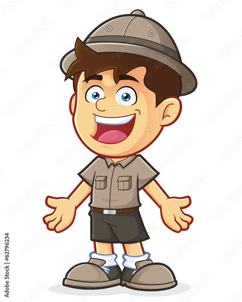 Boy Scout or Explorer Boy in Welcoming Gesture Boy Scout or Explorer Boy in Welcoming Gesture