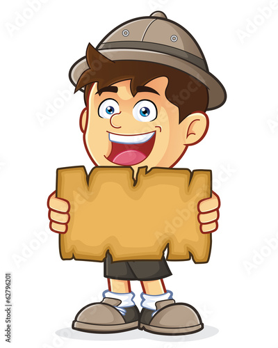 Boy Scout or Explorer Boy Holding a Blank Map