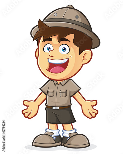 Boy Scout or Explorer Boy in Welcoming Gesture