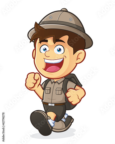 Boy Scout or Explorer Boy Walking