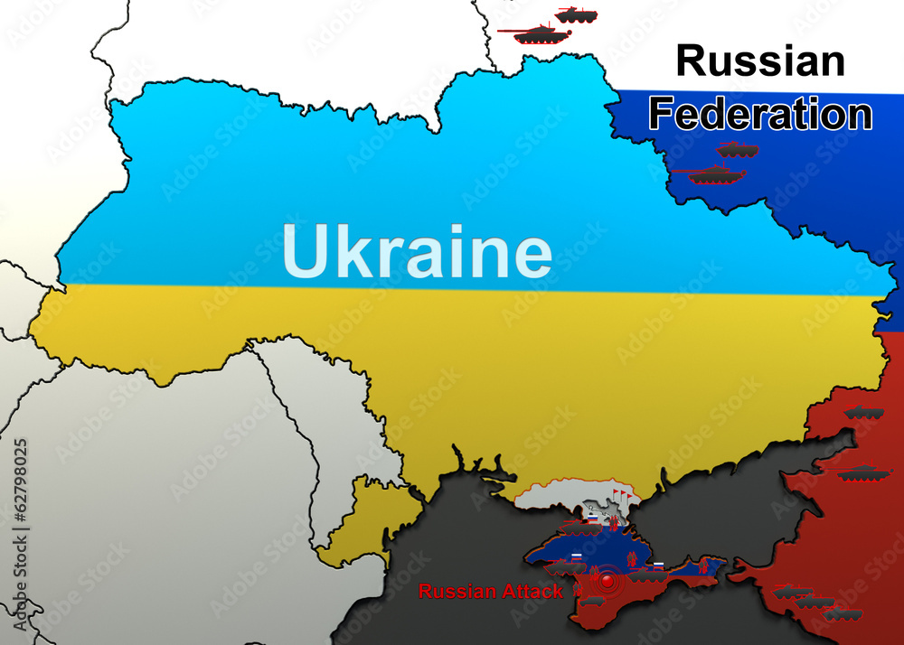 Obraz premium Attack on a military unit in Crimea. Map.