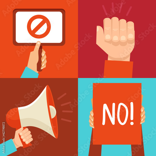 Vector protest signs and icons
