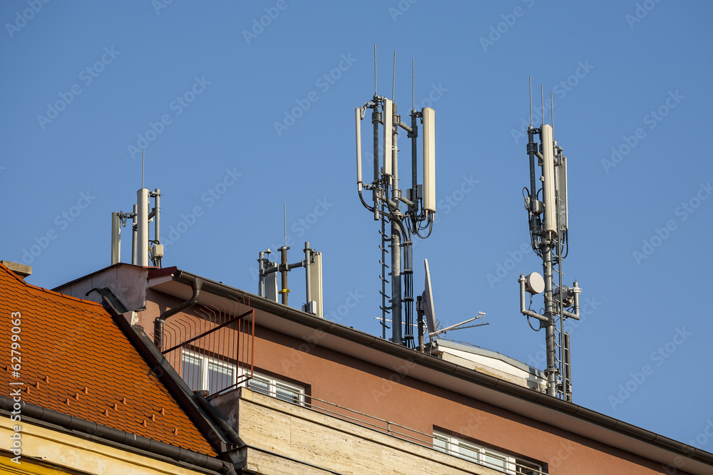 Modern communications tower for mobile phones. Modern communications tower for mobile phones.