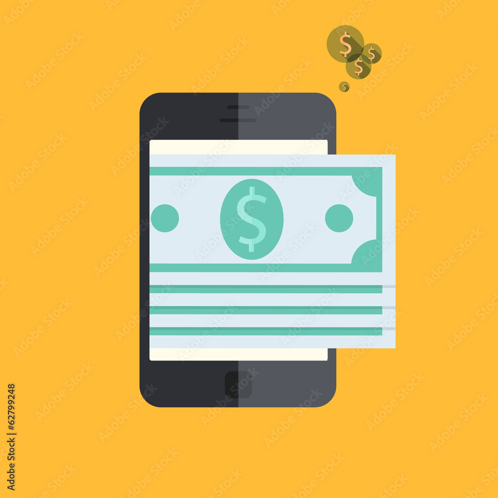 vector smartphone with mobile payment on orange vector smartphone with mobile payment on orange