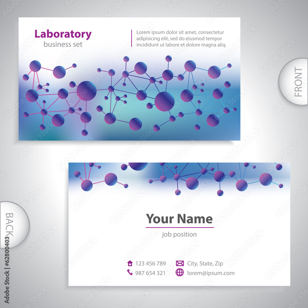 Universal violet-blue medical laboratory business card.
