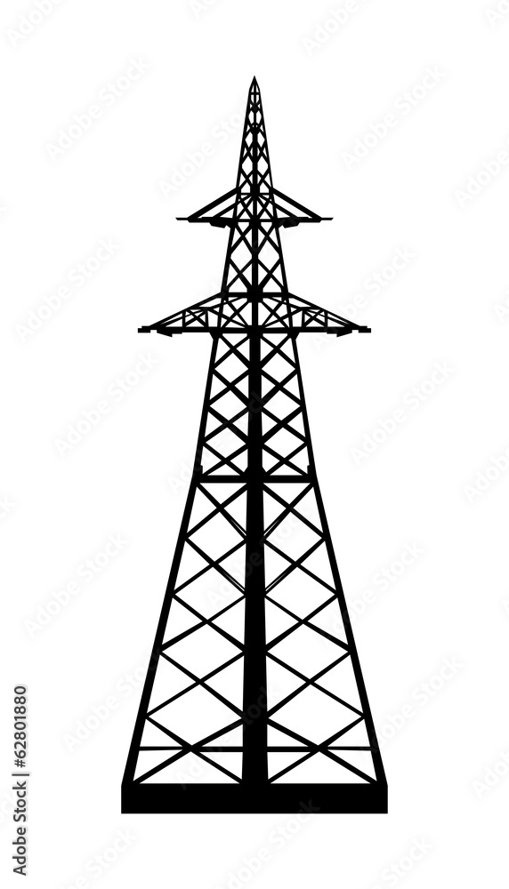 Power transmission tower. Isolated on white. Vector EPS10. Power transmission tower. Isolated on white. Vector EPS10.
